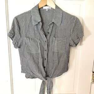 Striped Button Down Tie Front Shirt